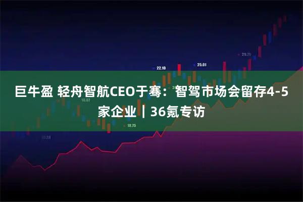 巨牛盈 轻舟智航CEO于骞：智驾市场会留存4-5家企业｜36氪专访